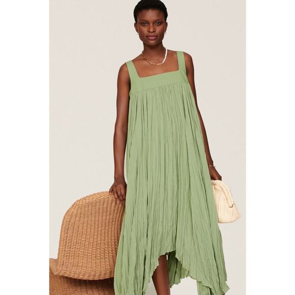 BIBHU MOHAPATRA Green Flowy Empire Maxi Shift Style Sleeveless Dress Size 2 - Picture 2 of 16